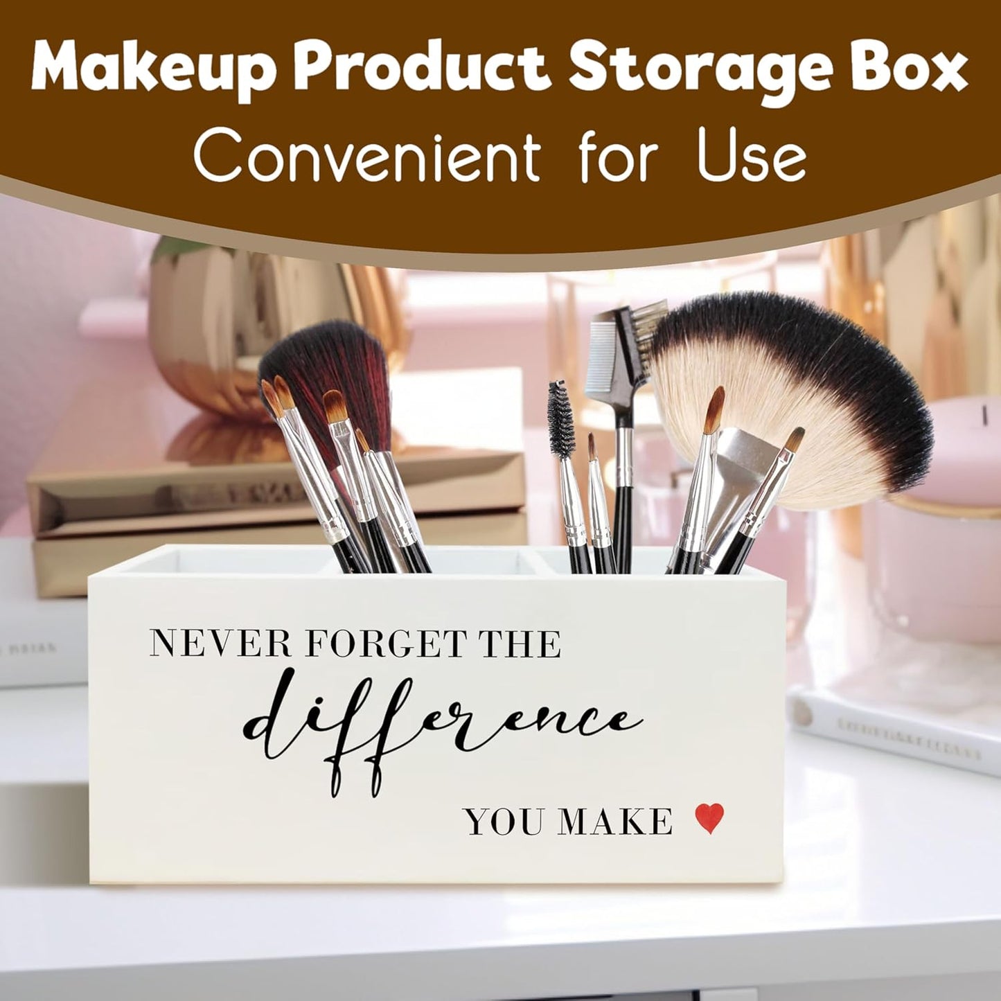 Never Forget The Difference You Make Wooden Pen Pencil Holder Organizer for Office Desk Accessories Thank You Appreciation Gifts for Coworkers Employees Retirement New Job Pen Holder for Desk