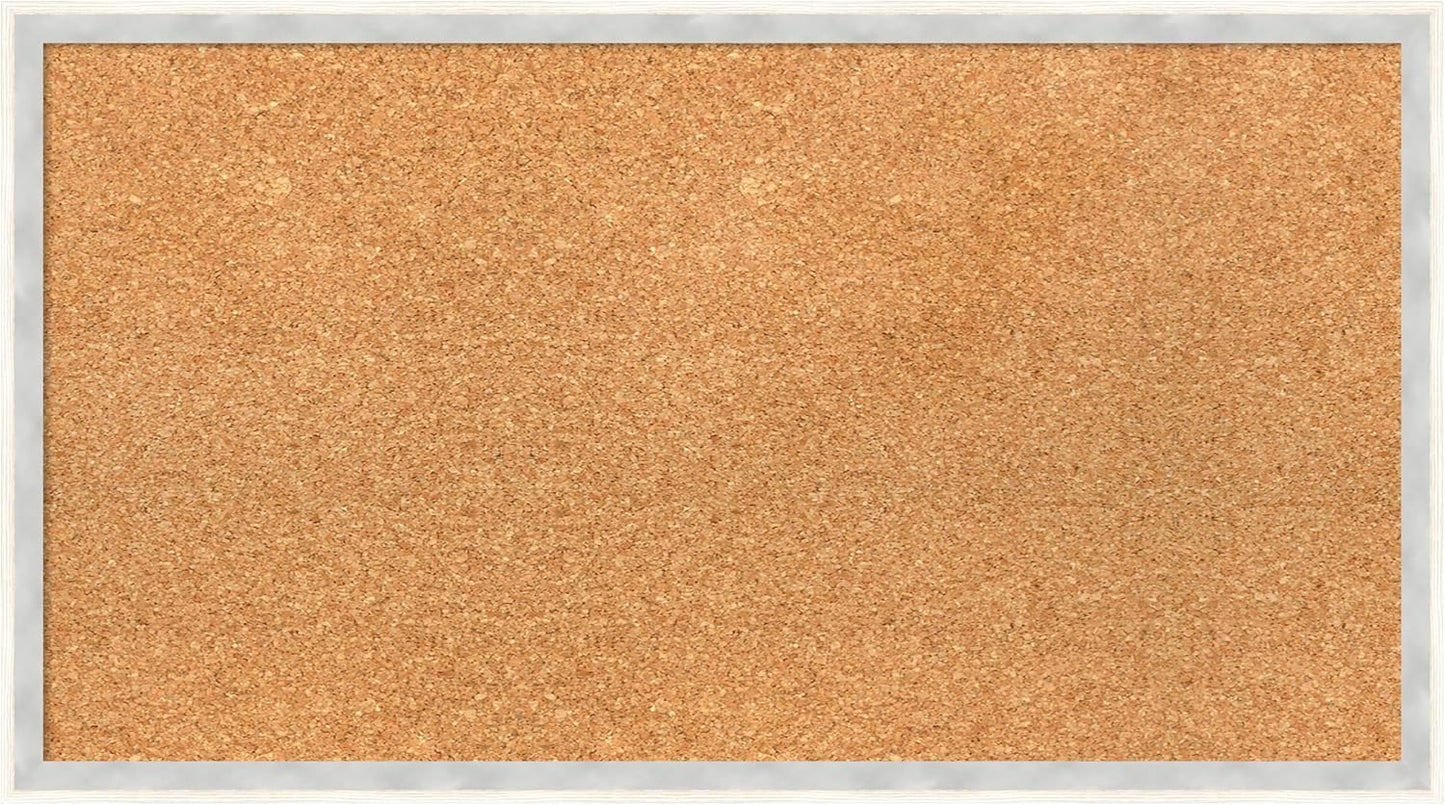 Amanti Art Natural Cork Board for Wall, 15x27 Vision Board with White Frame, Medium Corkboard Office Decor for Home Organization, Modern Corkboard Pinboard to Display Items for Home Organization in