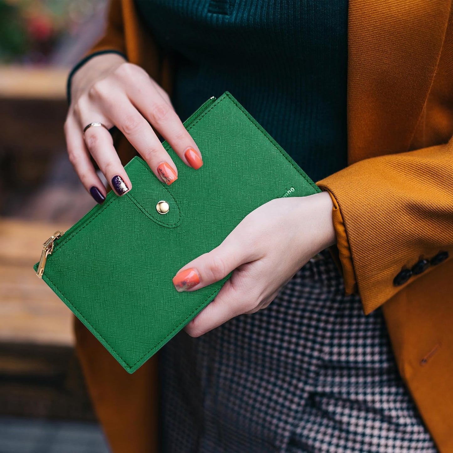 Travelambo RFID Wallet Women Large Size Bifold Multi Card Wallet Case with Zipper Pocke Credit Card Holder for Women