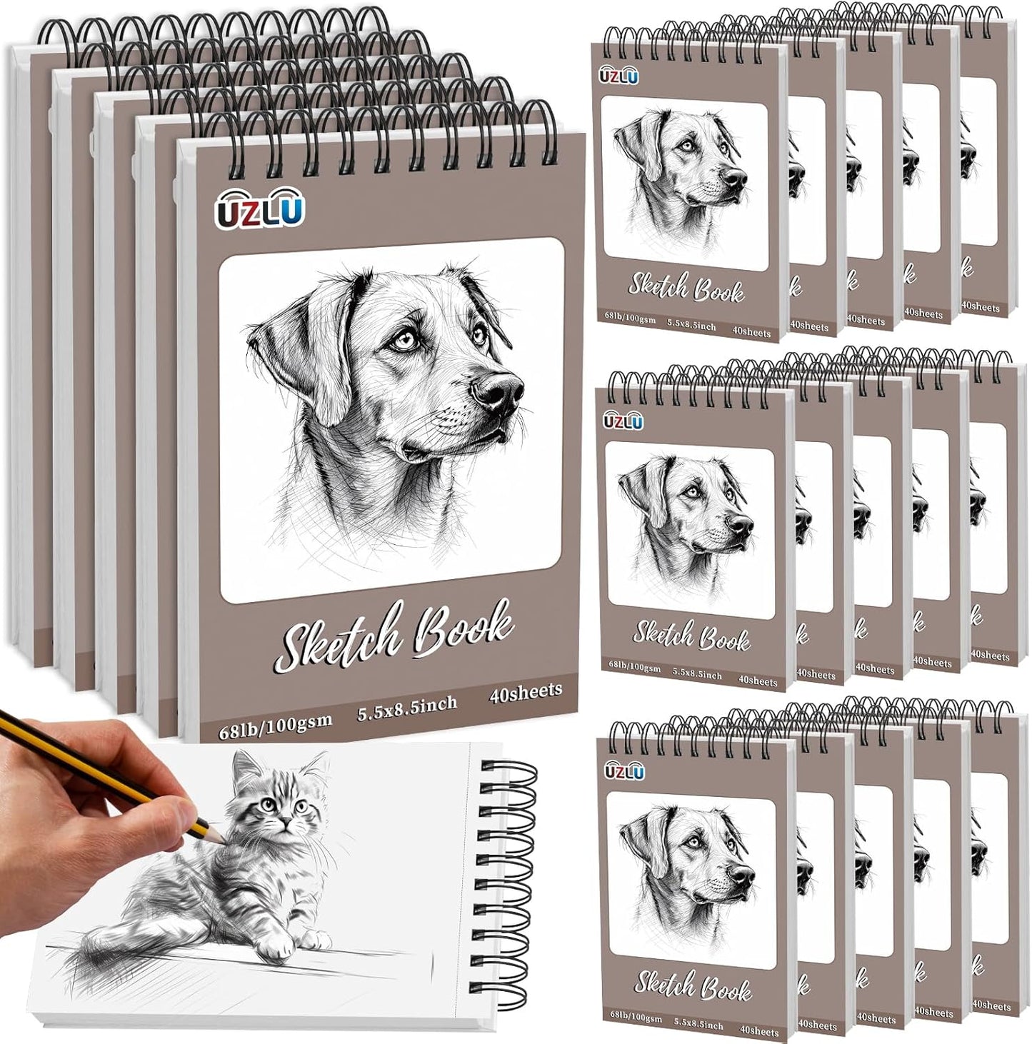20 Pcs Sketch Book Bulk 5.5 x 8.5 In Drawing Paper Pad Top Spiral Bound Sketch Book 800 Sheet 68lb/100gsm Thick Paper Acid Free Mixed Media Sketchbook Art Supplies for Kid Adult Painting Beginner Artist