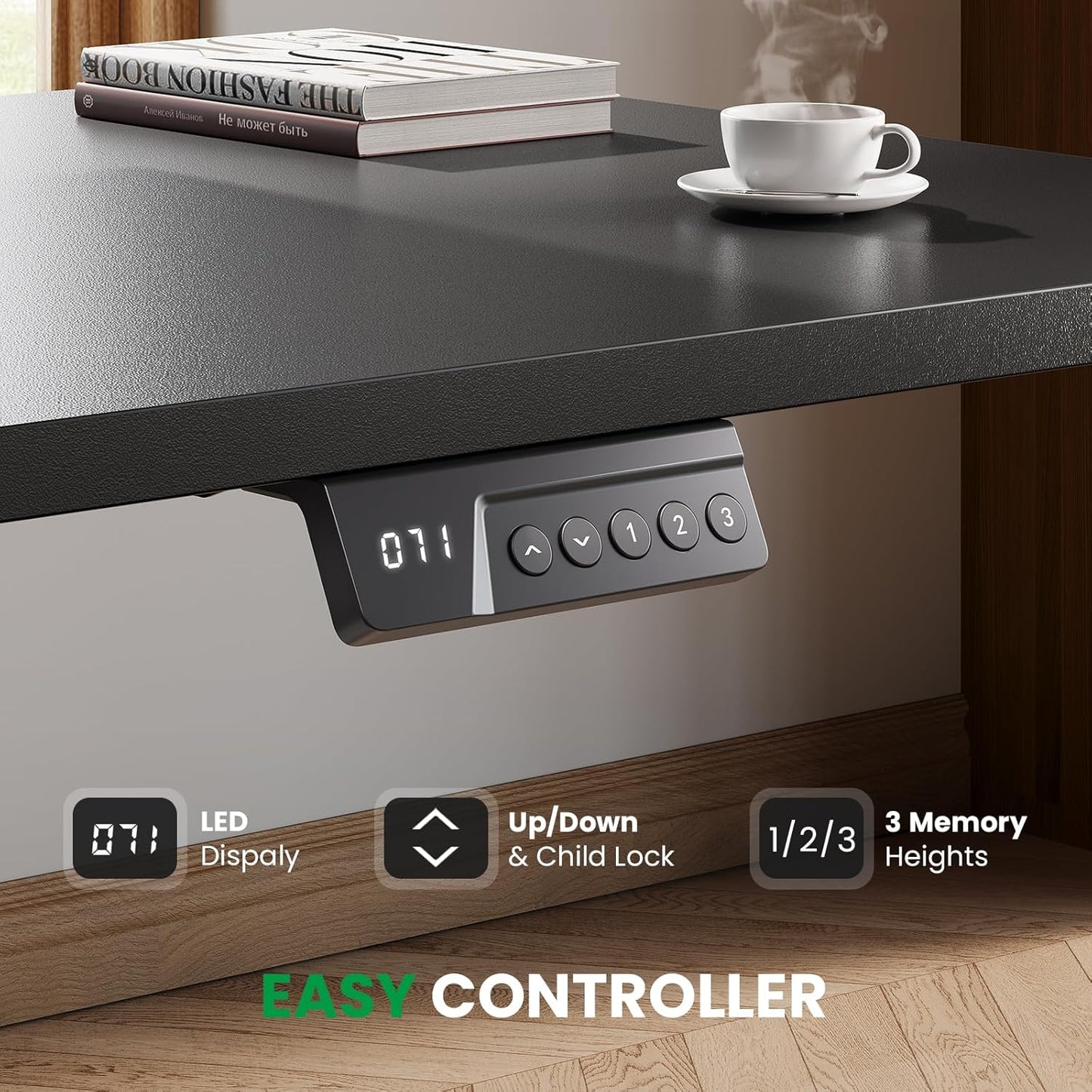 SIAGO L-Shaped Standing Desk - 63 x 55 Inch Adjustable Corner Standing Desk with Charging Station - L Shape Sit Stand Table with Memory Controller, Splice Board for Home Office