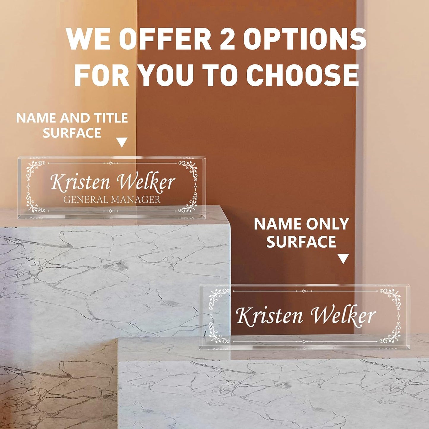 Gowellly Desk Name Plate Personalized - Custom Acrylic Name Plate for Desk - Enterprise Custom Logo/Text nameplates - Employee Appreciation Gifts (engrave-1)