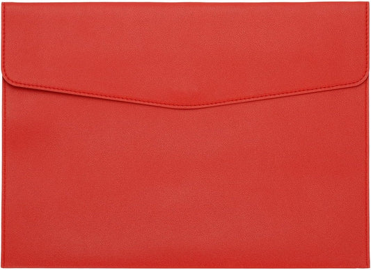 PATIKIL PU Leather A4 File Folder, Document Holder Filing Organizer Portfolio Envelope Folder Case with Snap Closure for Letter Receipt Style 2, Red