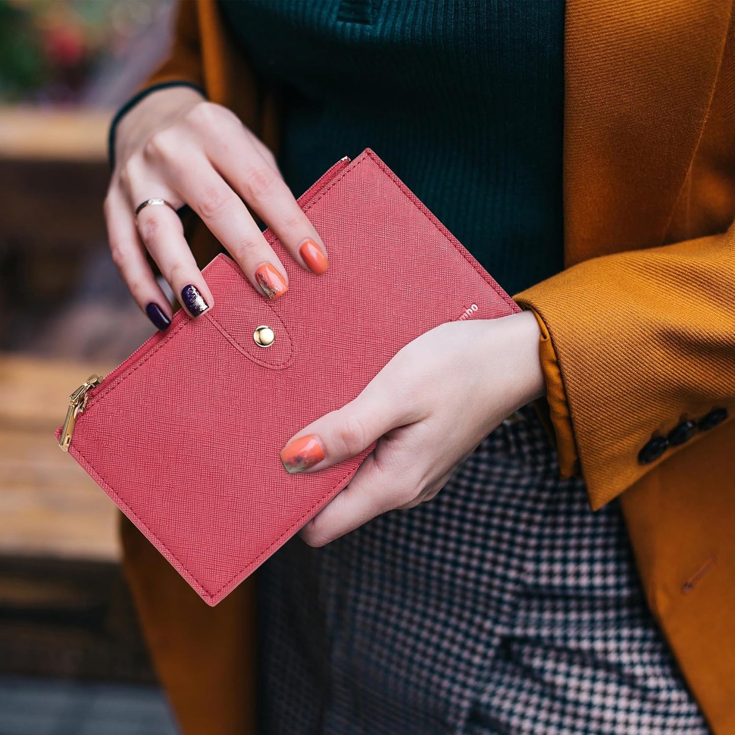 Travelambo RFID Wallet Women Large Size Bifold Multi Card Wallet Case with Zipper Pocke Credit Card Holder for Women