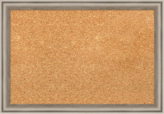 Amanti Art Natural Cork Board for Wall, 14x20 Vision Board with Silver Wood Frame, Small Corkboard Office Decor for Home Organization, Casual Corkboard Pinboard to Display Items for Home Organization