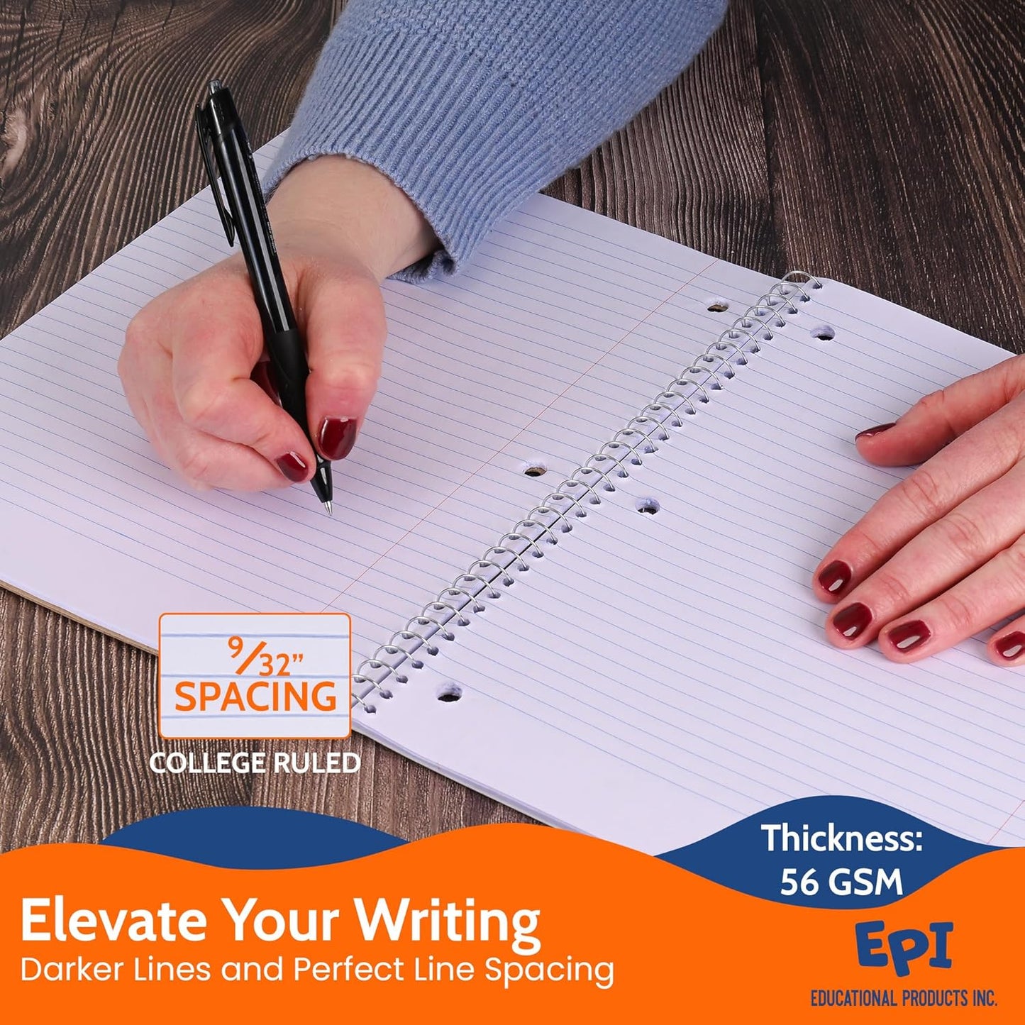 EPI Spiral Notebook | 1 Subject - College Ruled - 70 Sheets, Durable Spiral Binding | 10.5 x 8 in | Classroom Supplies | School, Office, Note Taking, Journaling - 3 Pack