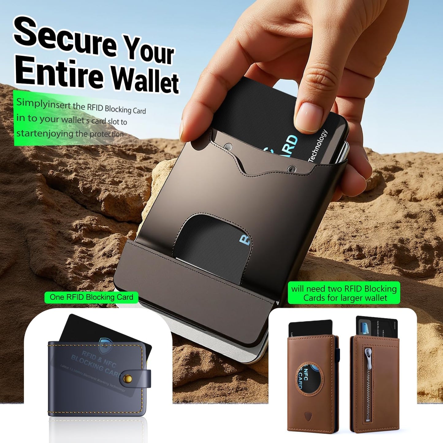 6 Pack RFID Blocking Cards Premium Contactless NFC Debit Credit Card Passport Protector Blocker Set for Men & Women, Smart Slim Design Perfectly fits in Wallet/Purse (6)