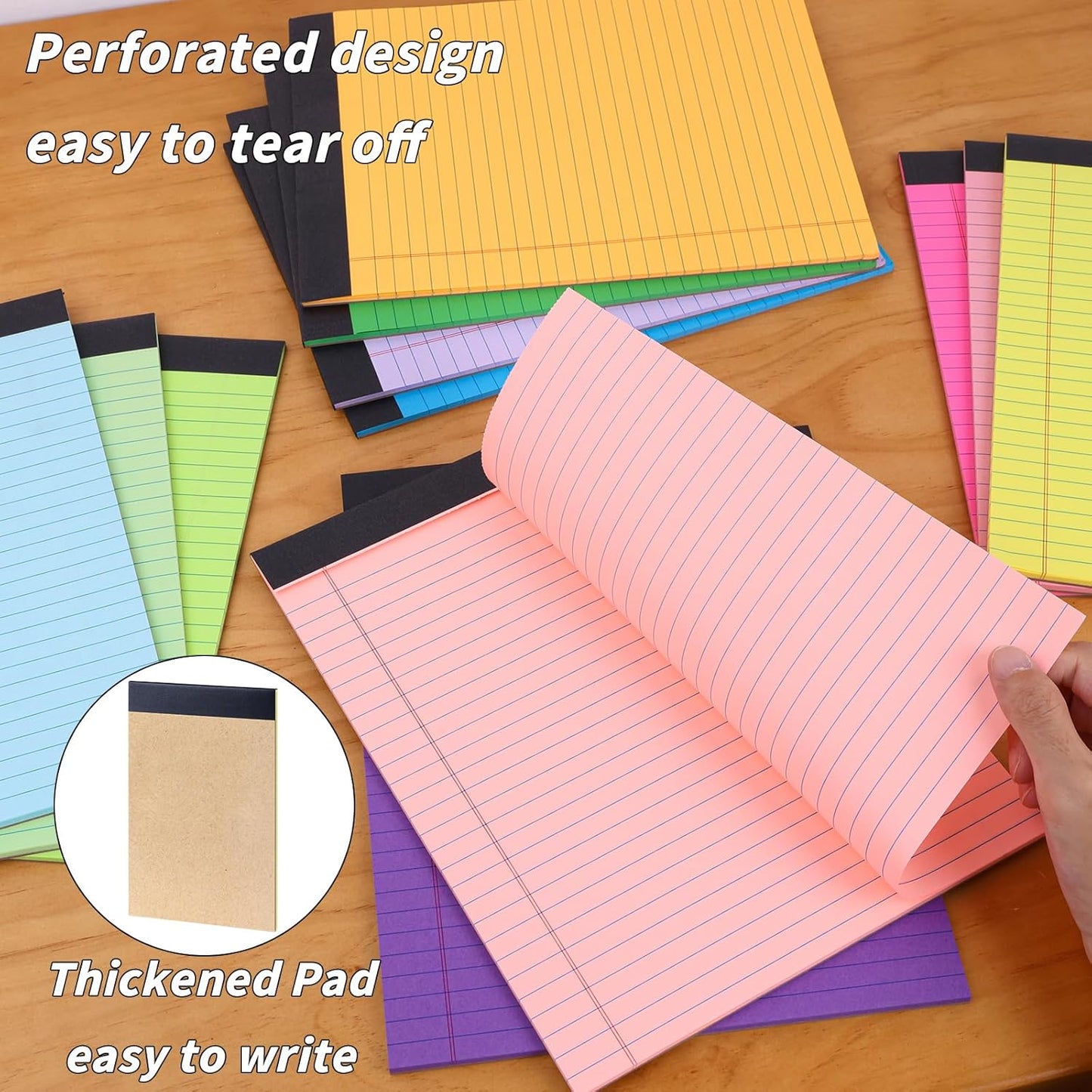 36 Pack Colored Legal Pads 8.5 x 11 Note Pads Wide Ruled Lined Paper 8 1/2 x 11 with Micro-Perforated Writing Notebook 30 Sheets per Pad, Notepad for School, Office & Home Supplies