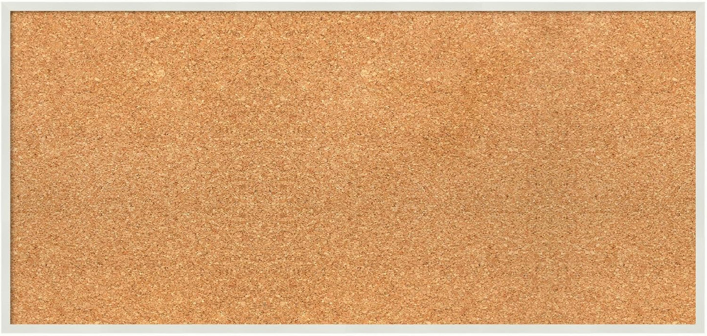 Amanti Art Natural Cork Board for Wall, 15x31 Vision Board with White Frame, Medium Corkboard Office Decor for Home Organization, Modern Corkboard Pinboard to Display Items for Home Organization in