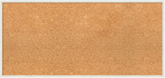 Amanti Art Natural Cork Board for Wall, 15x31 Vision Board with White Frame, Medium Corkboard Office Decor for Home Organization, Modern Corkboard Pinboard to Display Items for Home Organization in