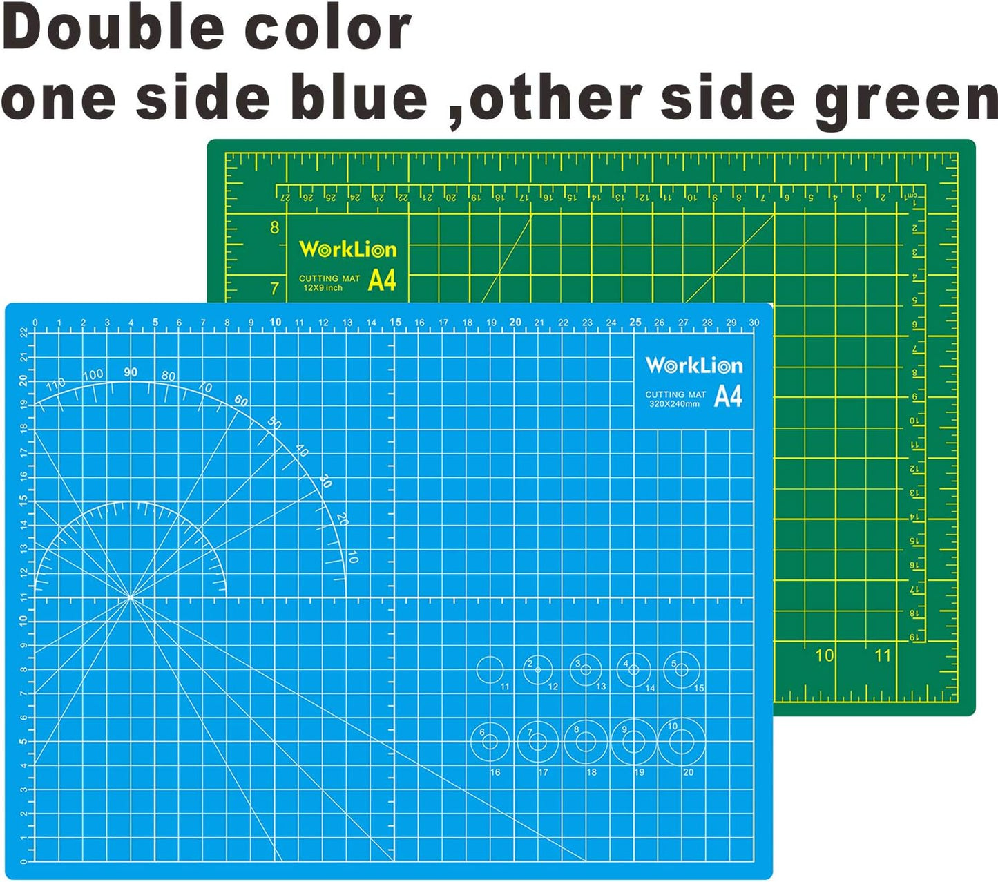 WORKLION Full 9" x 12" Art Self Healing PVC Cutting Mat, Double Sided, Gridded Rotary Cutting Board for Craft, Fabric, Quilting, Sewing, Scrapbooking Project…