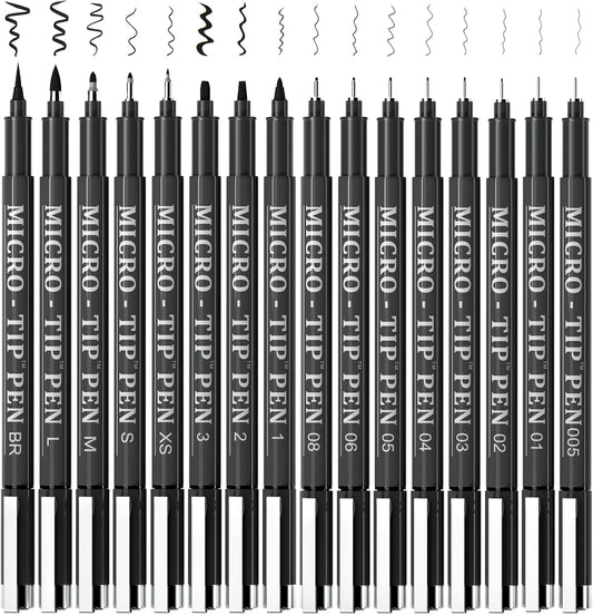16 Pack Calligraphy Pens, Hand Lettering Pens, Brush Markers Black Ink for Beginners Writing, Lettering, Journaling, Art Drawing, Signature, Illustrations and Office School Supplies