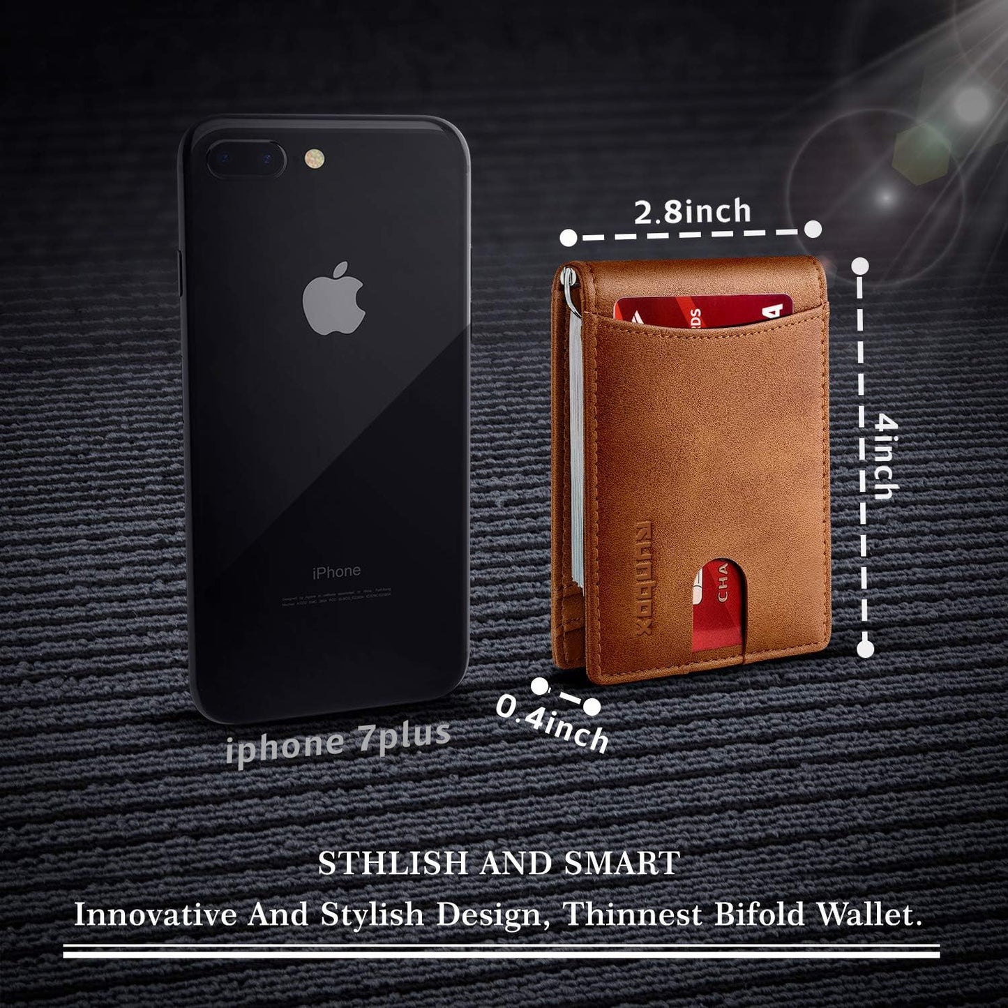 Slim Wallet for Men Genuine Leather RFID Blocking Bifold Minimalist Front Pocket Mens Wallet with Money Clip Thin Gift Box