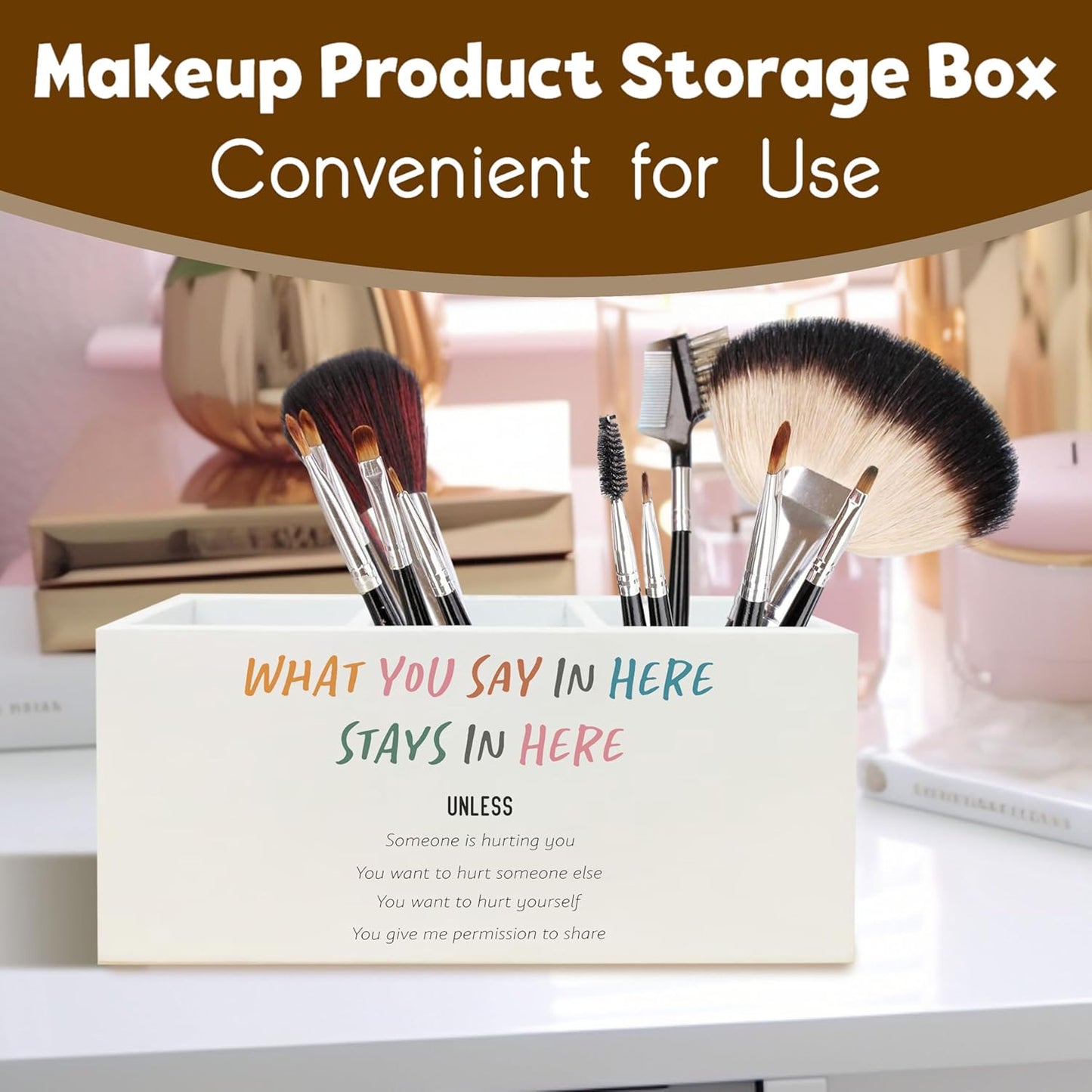 Mental Health Gifts Pen Holder for Desk, Mental Health Office Decor, What You Say in Here Stay in Here Wooden Pen Pencil Holder Organizer for Therapist Counselor Office Desk Accessories