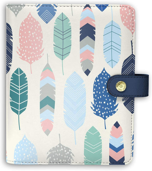 Pukka Pad, Carpe Diem Personal Planner with Weekly, Monthly Undated Inserts, 8 X 7.5 X 1.4 Inches, Feathers