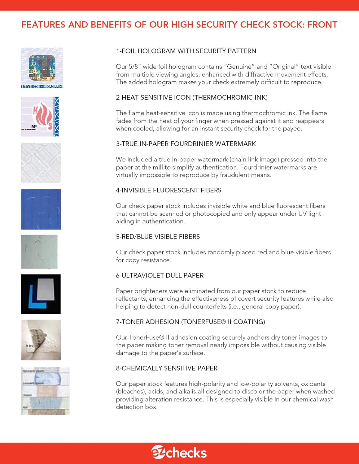 EZ Checks Premium Blank Hologram High Security Laser Check Stock | 500 Sheets | (Blue/Maroon, Check in Middle)