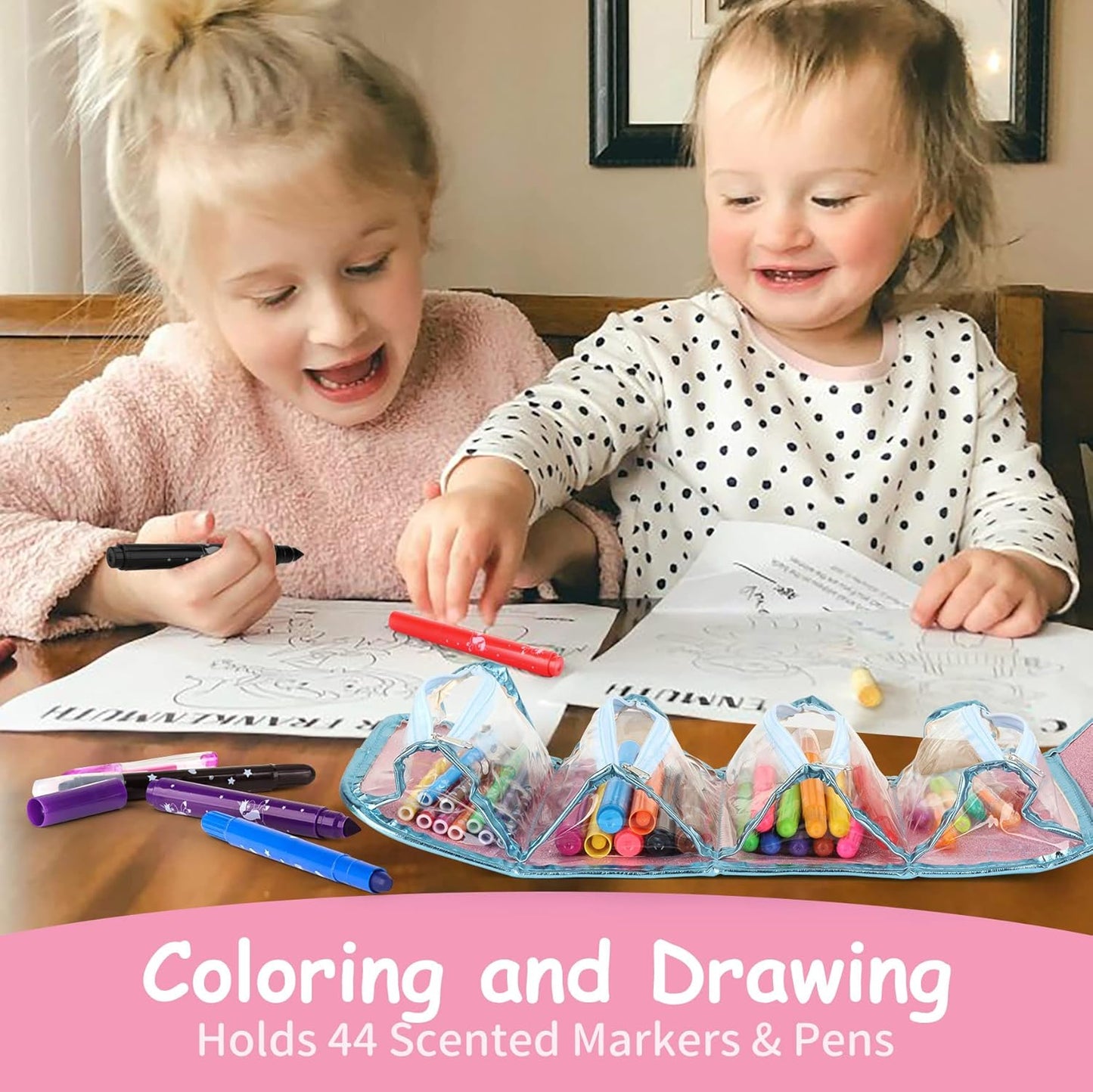 Fruit Scented Washable Markers Set for Kids with Unicorn Pencil Case, 48PCS Art Supplies for Kids Age 4-6-8, Perfect Birthday Unicorns Gifts For Girls Age 4 5 6 7 8, Marker Crayon Coloring Sets