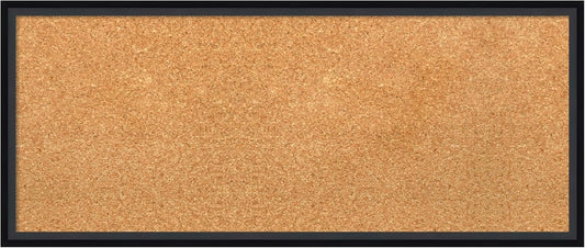 Amanti Art Natural Cork Board for Wall, 13x31 Vision Board with Black Wood Frame, Medium Corkboard Office Decor for Home Organization, Modern Contemporary Corkboard Pinboard to display items for home