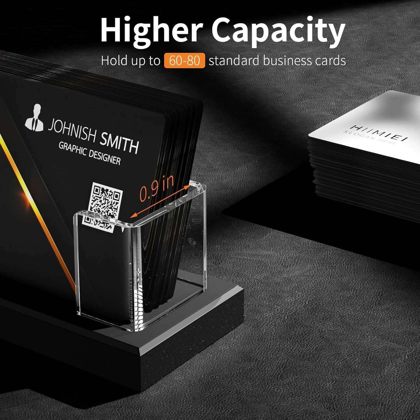 HIIMIEI Business Card Holder Acrylic: 8 Pack Business Card Display for Desk - Clear Business Card Stand for Office Reception Event Conference Room Desktop