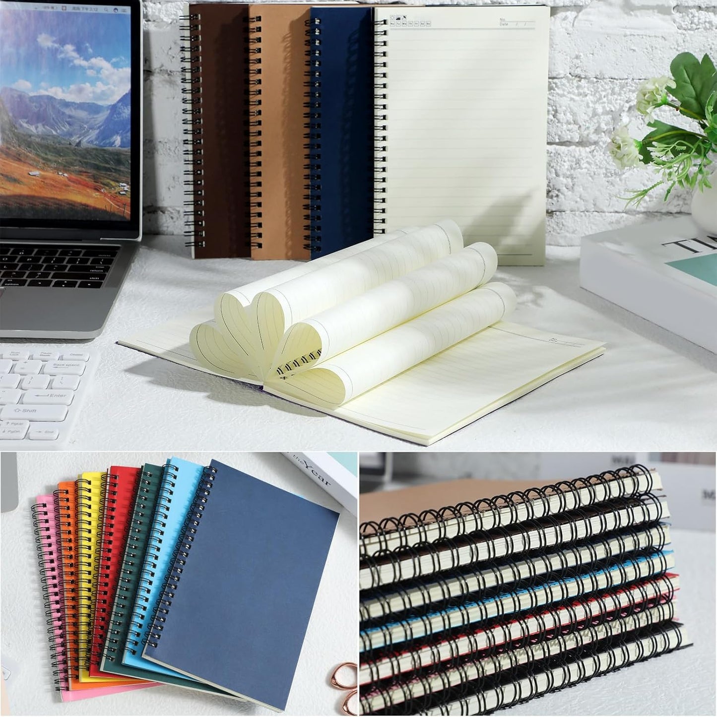 12 Pack Small Spiral Notebook A5 Lined College Ruled Spiral Journal Notebook 5.5 x 8.3 Inch Kraft Cover, 120 Pages for Work Students Office Business(Multi Colors)