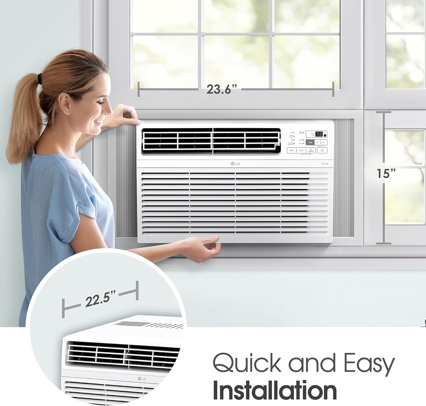 LG 12,000 BTU Smart Window Air Conditioner, 115V, AC Window Unit for Rooms up to 550 Sq. Ft., Perfect for Kitchen or Living Room, Phone & Voice Control, Works with LG ThinQ, Amazon Alexa, Hey Google