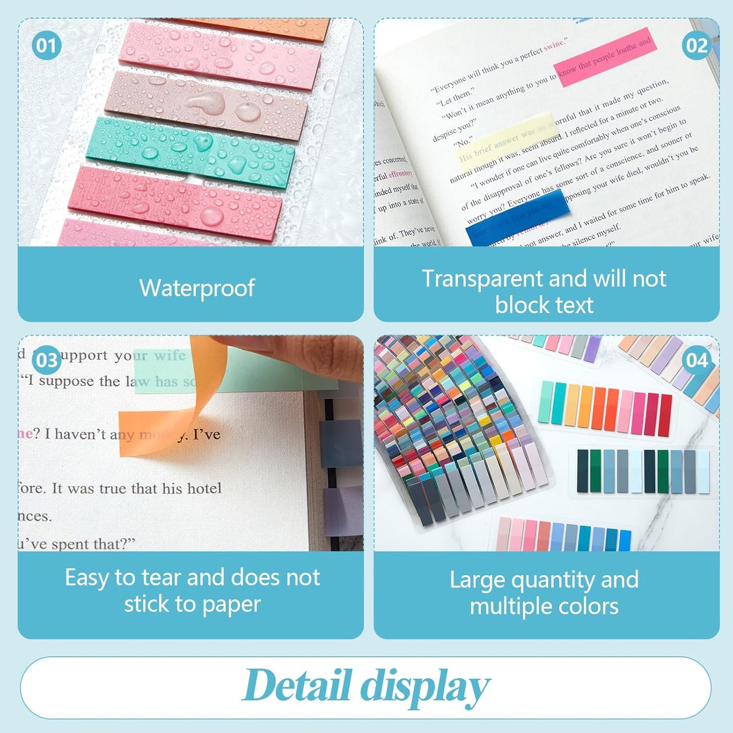 ReliThick 8000 Pcs Annotation tabs Sticky Tabs for Books Transparent Sticky Notes Multi Colored Writable Page Markers Book Flags Strip for Annotating Reading Supplies Bookish Gift (Multicolor)