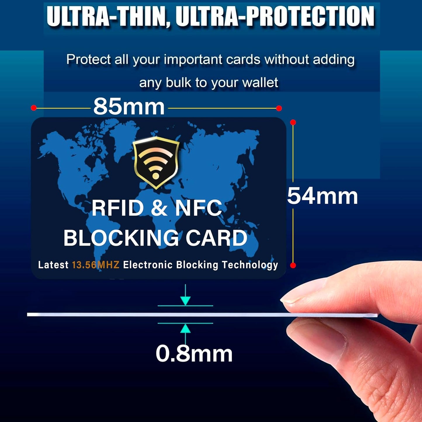 SaiTech IT 2 Pack RFID Blocking Card NFC Contactless Debit/Credit Card ATM Passport Protector ideal for Men & women slim with World map design perfectly fit in wallet - Blue