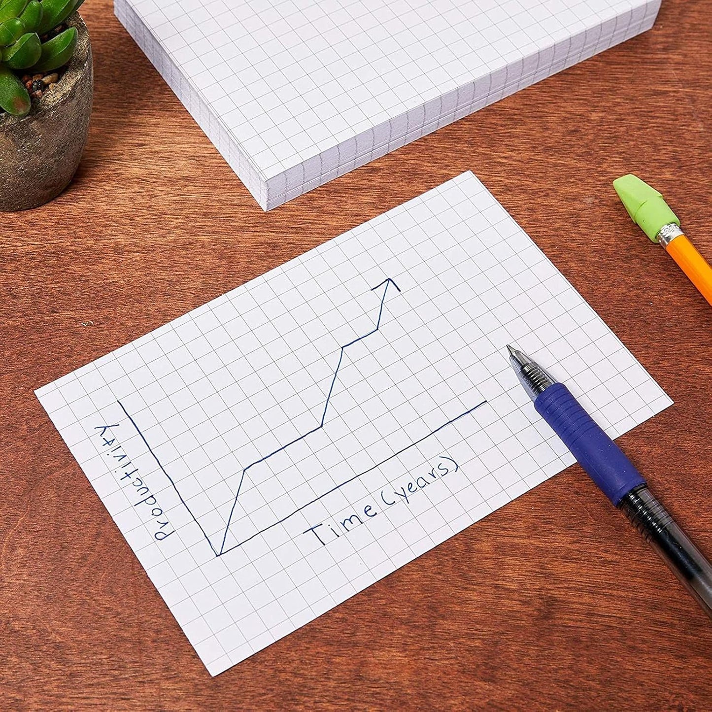 Stockroom Plus Index Cards - 4 x 6 in, White, 300 Count - Graph Ruled Index Cards & Grid-Lined Graph Paper Notecards for Math Problems