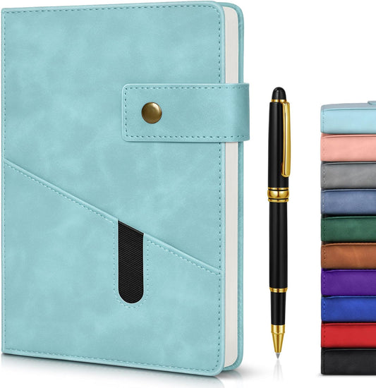 A5 Lined Leather Journal Notebook for Men Women,5.9" X 8.4" Hardcover Journal with Pen,200 Pages 100 Gsm Thick Ruled Paper Daily Diary for School,Travel,Business,Work,Home Writing