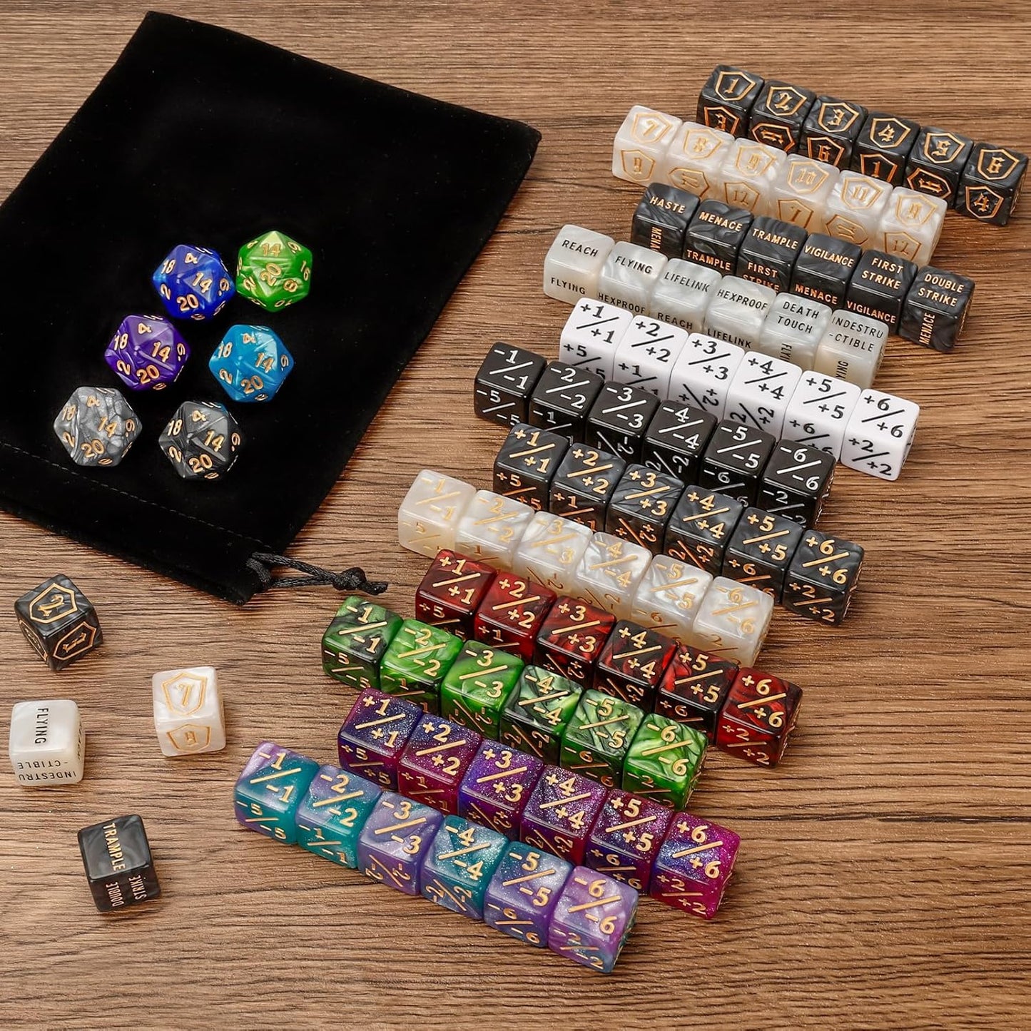 102 Pieces MTG Dice Counters Set Bulk Ability Keyword Tokens Shield Life Counters 6 Sided Dice for Magic The Gathering TCG Card Gaming Accessories 1