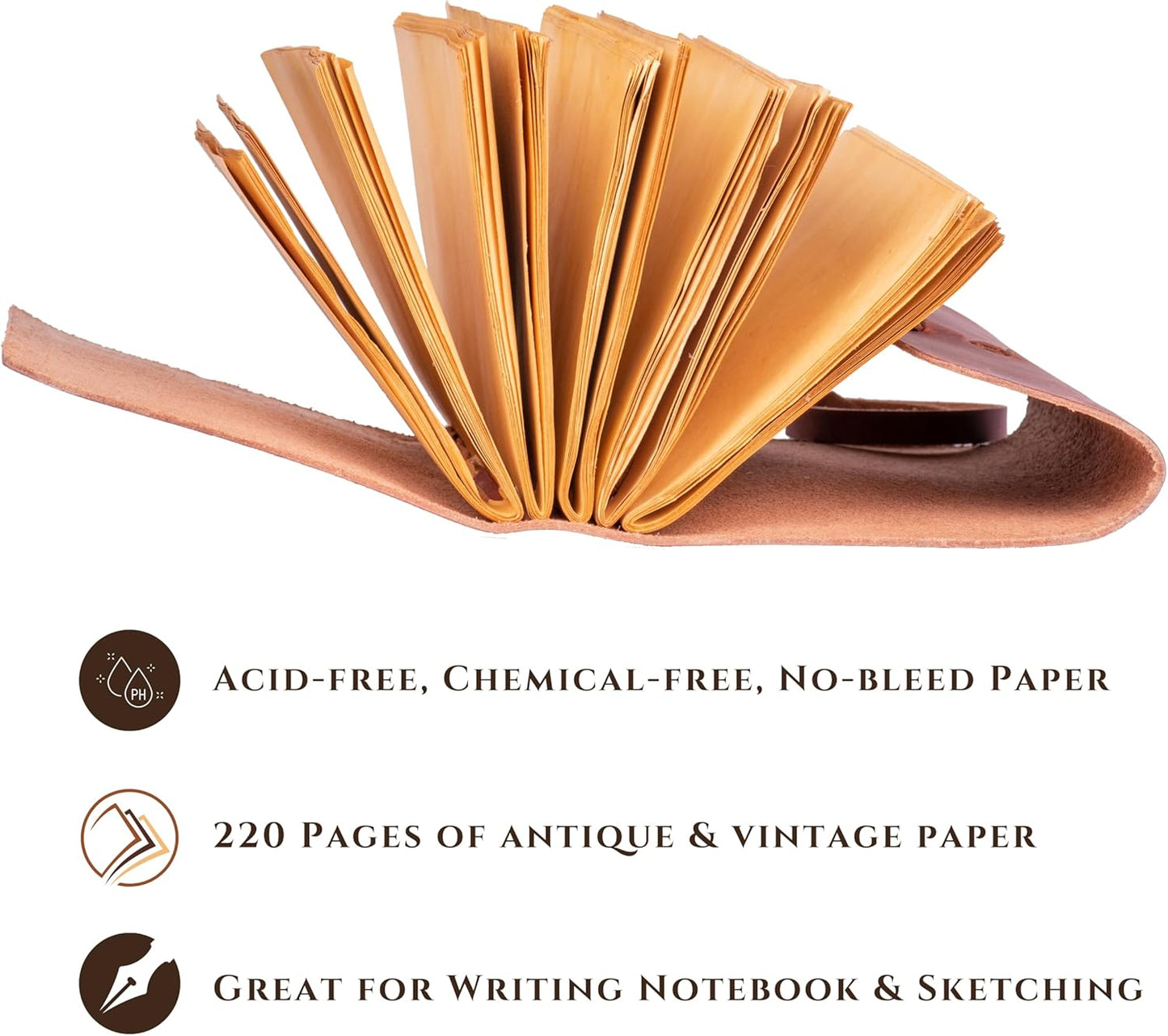 LEATHER VILLAGE Leather Bound Journal - Rustic Brown, 11.5"X8.50", 220 Pages - Vintage Blank Paper Diary for Writing, Drawing, Sketchbook, and Travel Notebook - Ideal for Women and Men