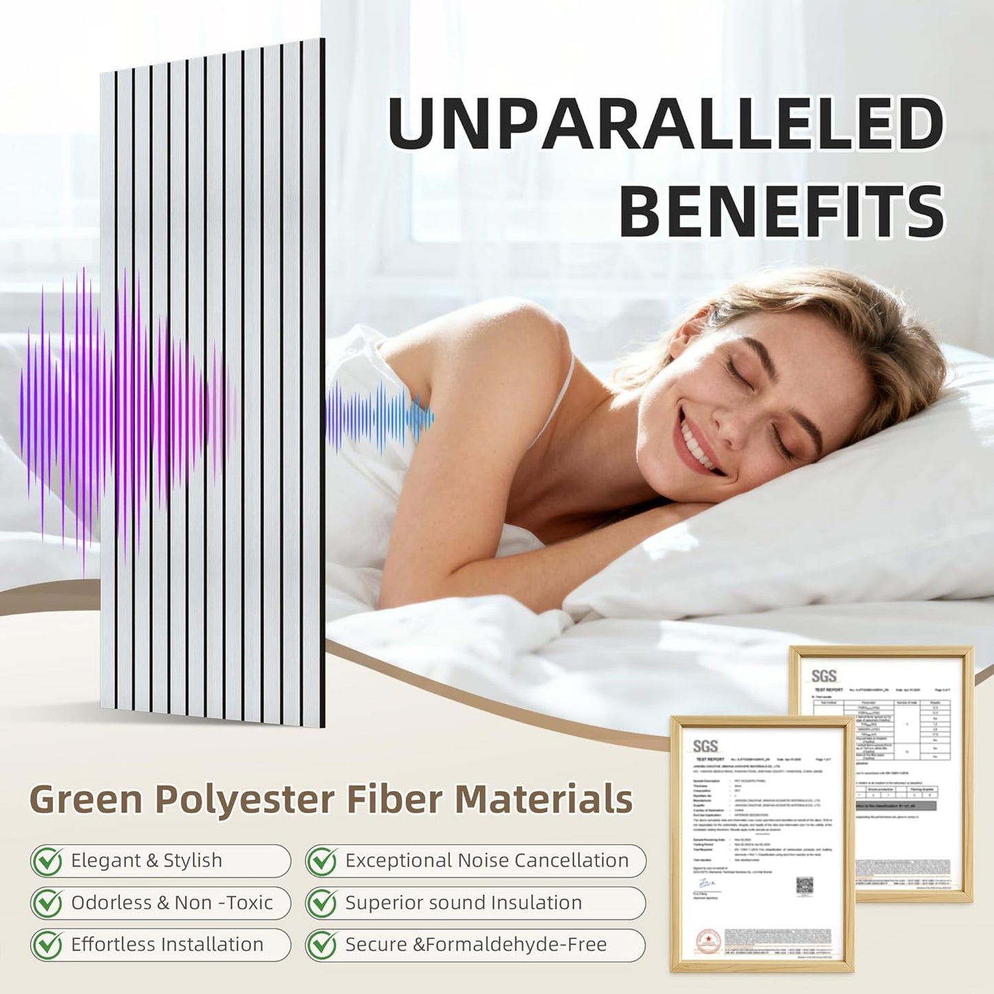 TO-TH Wood-Look Acoustic Wall Panels, 10 Pack 47.2” x 23.6” Acoustic Panels, Decorative Sound Absorbers Sound Dampening Panels for Home, Office, Basement, White Oak