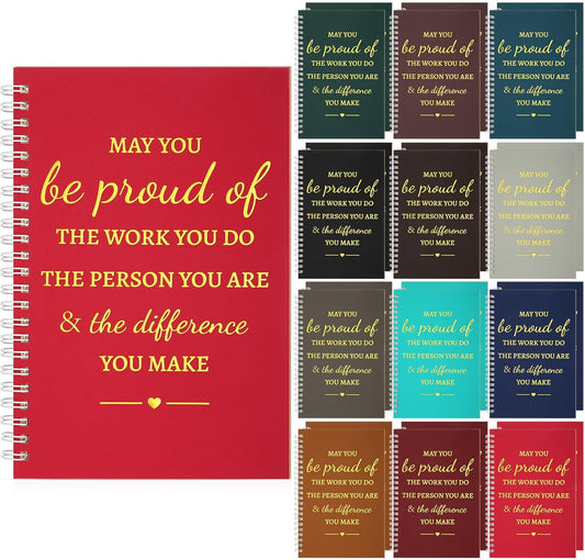 Colarr 24 Pcs A5 Inspirational Spiral Notebook Bulk Appreciation Gift 6x8 Inch Motivational Notepad 100 Page/50sheet Lined College Ruled Journal for Employee Coworker Teacher Nurse (Dark Colors)
