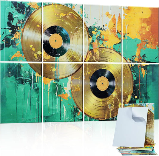 Art Acoustic Panels 8 Pack, Sound Proof Wall Panels, 48"X32" Self-adhesive Sound Absorbing Wall Art, Decorative Acoustical Panels, Acoustic Treatment for Recording Studio(Vintage Tape)