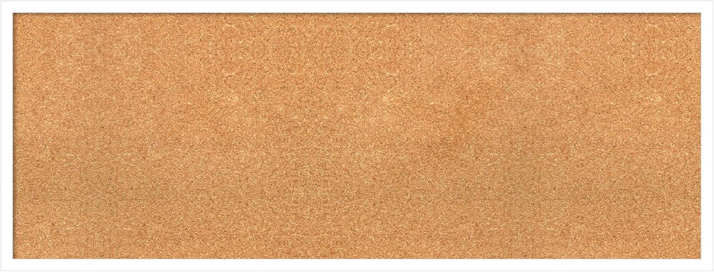 Amanti Art Natural Cork Board for Wall, 17x45 Vision Board with White Frame, Oversize Corkboard Office Decor for Home Organization, Modern Corkboard Pinboard to Display Items for Home Organization in