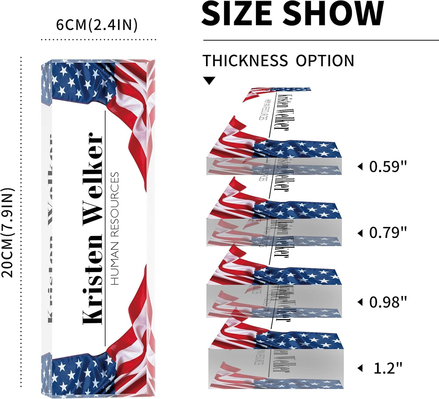 Office Desk Name Plate Personalized, Custom Name Plates for Desks, Name Plate Personalized for Office, Employee Appreciation Gifts (US Flag2)