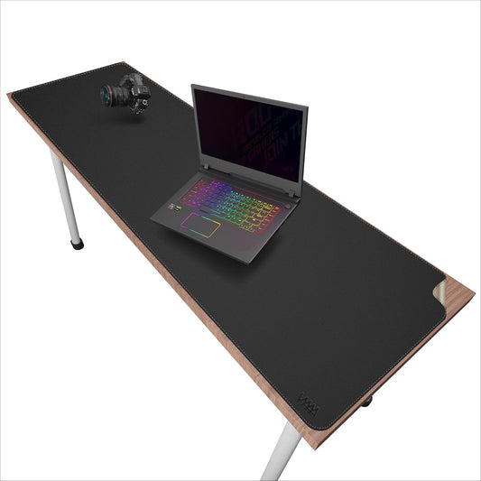 Vyaaa 66.9"x19.6" PU Leather & Cork Large Desk Mat (Black) - XXL Extended Mouse pad, Reversible Desk Protector, Non-Slip Computer Desk pad for Office, Gaming, Home