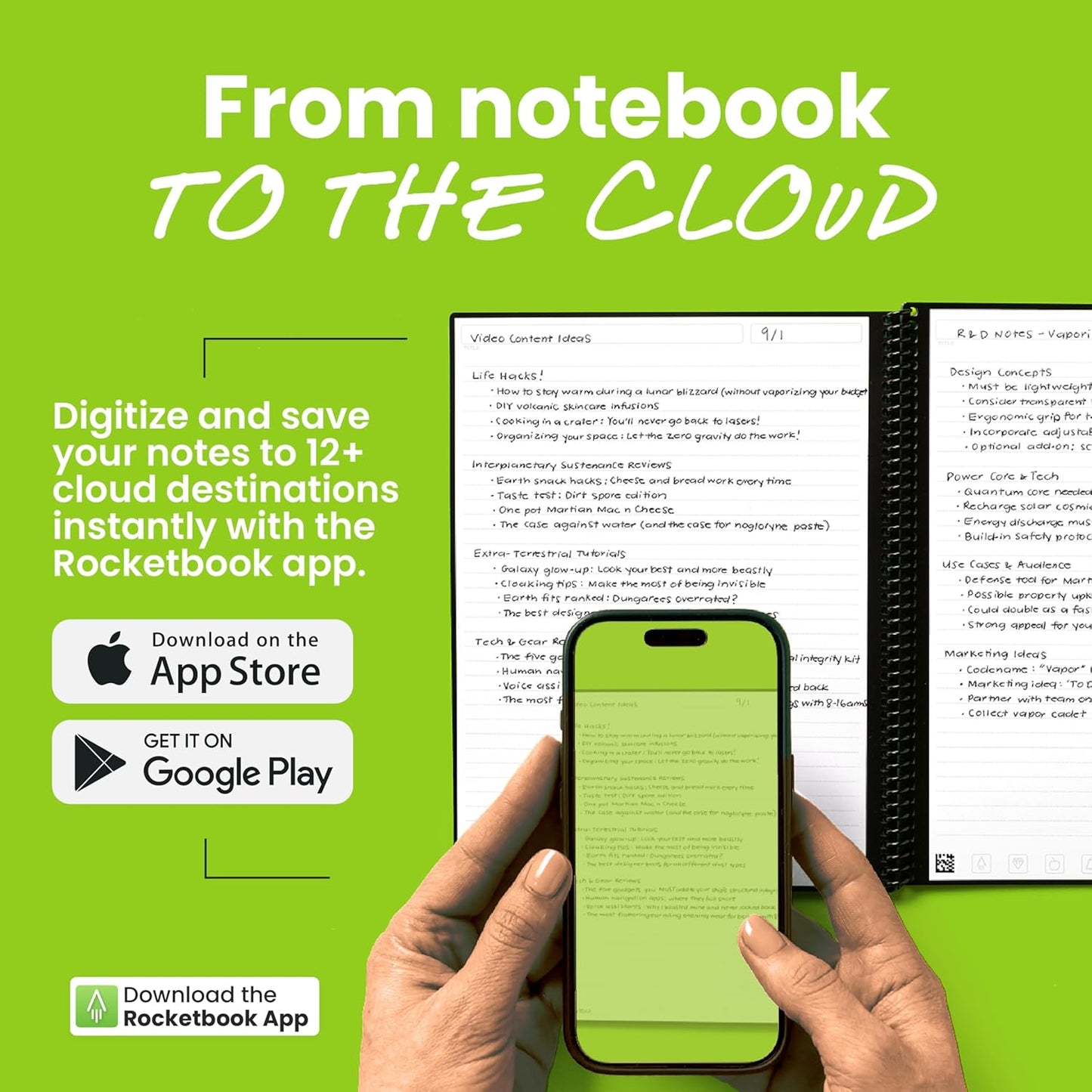 Rocketbook New Core Reusable Spiral Notebook, Letter Size 8.5x11, Navy Blue - Lined Pages, App-Connected, Erasable, Durable Cover, Ideal for School, Work, and Creative Projects