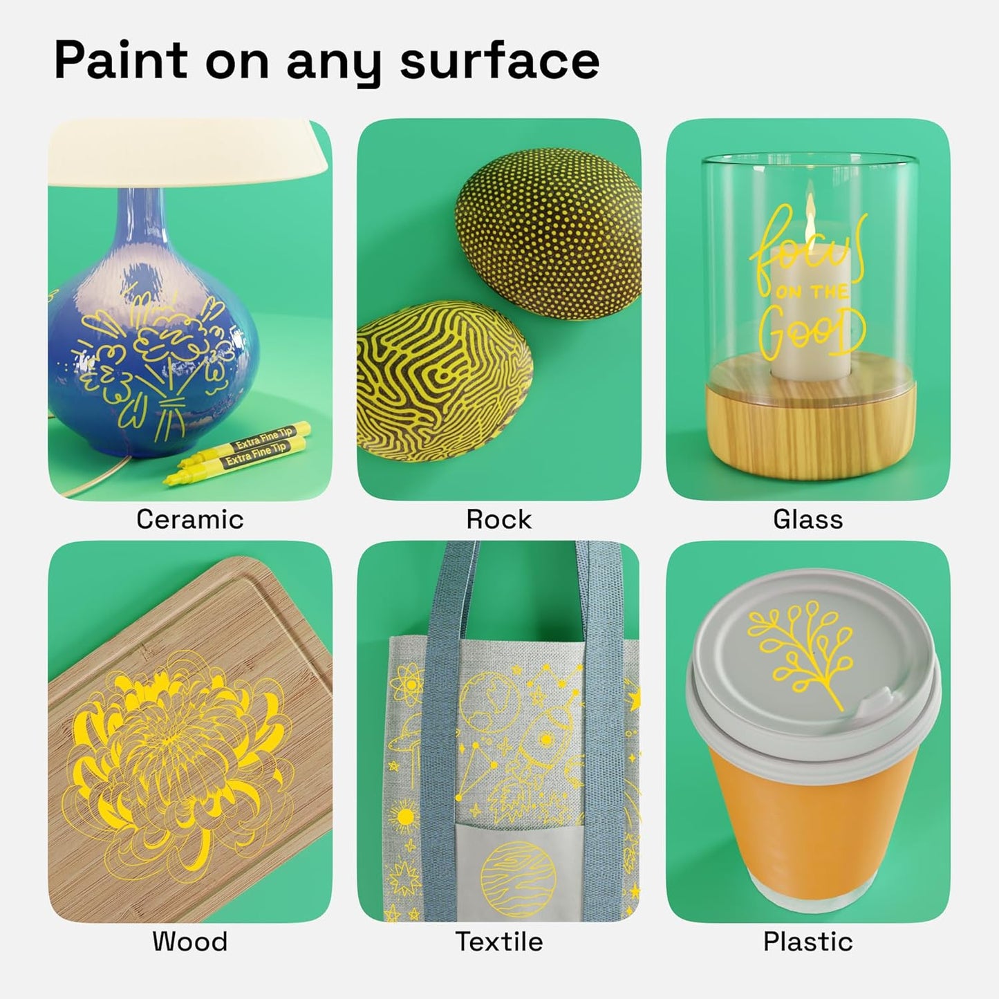 ARTISTRO 2 Yellow Acrylic Paint Markers - 0.7mm Extra Fine-Tip Paint Pens - Perfect for Crafting, Art Projects, & More