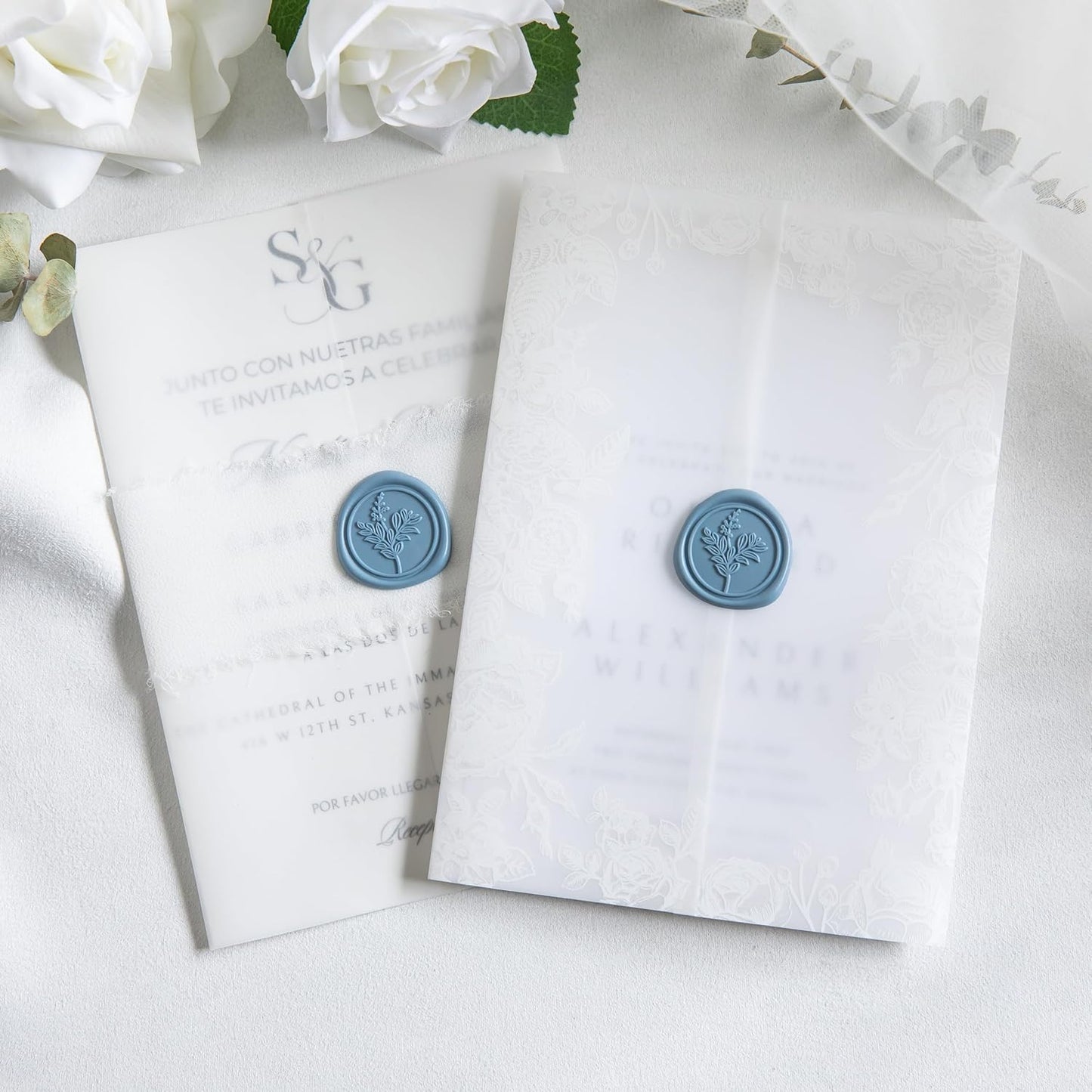 60 Pcs Dusty Blue Wax Seal Stickers, Wedding Invitation Accessories Envelope Stickers - Peferct for Wedding Accessories, Gift Box Craft Wrapping, Christmas Cards Envelope Seals