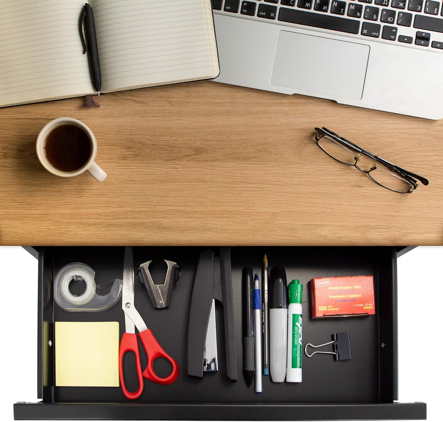 Mount-It! Under Desk Pull-Out Drawer Kit with Laptop and Tablet Shelf | Office Storage Organizer | Mounts to Desktops Tables and Workbenches Over 0.71 Inches Thick | Matte Black