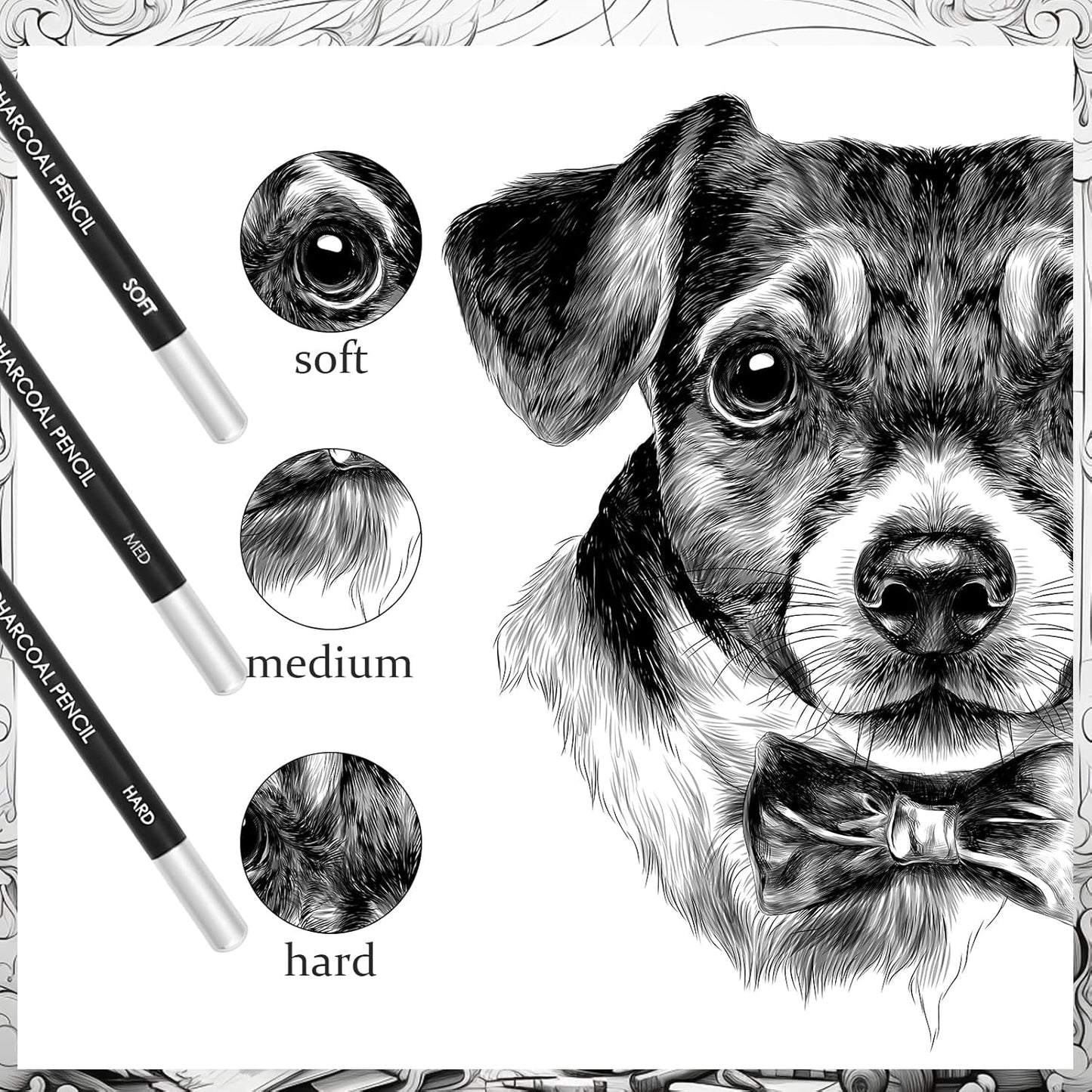 Geyoga 36 Pcs Professional Charcoal Pencils Soft, Medium and Hard for Drawing Charcoal Pencils for Sketching Shading Drawing Blending Portrait(Black, Hard)