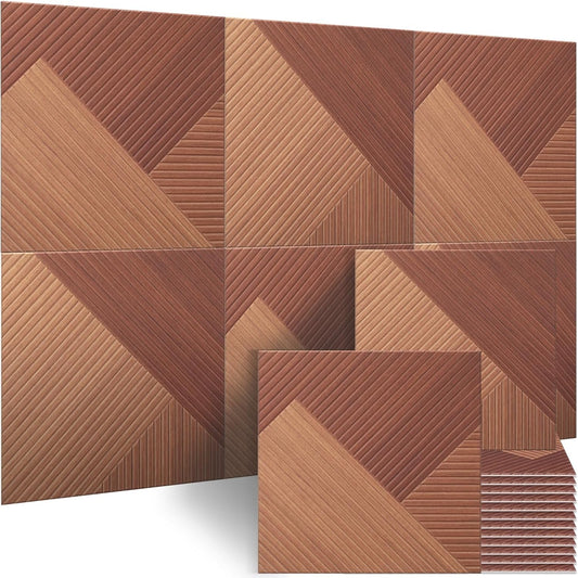 BUBOS Large Acoustic Panels,6 Pack Wood-Pattern Printing Soundproof Wall Panels, Total Size 70.8 x 47.2 Inches Self-Adhesive Decorative Sound Absorbing Panels for Studio, Home,Deep Diamond Weave
