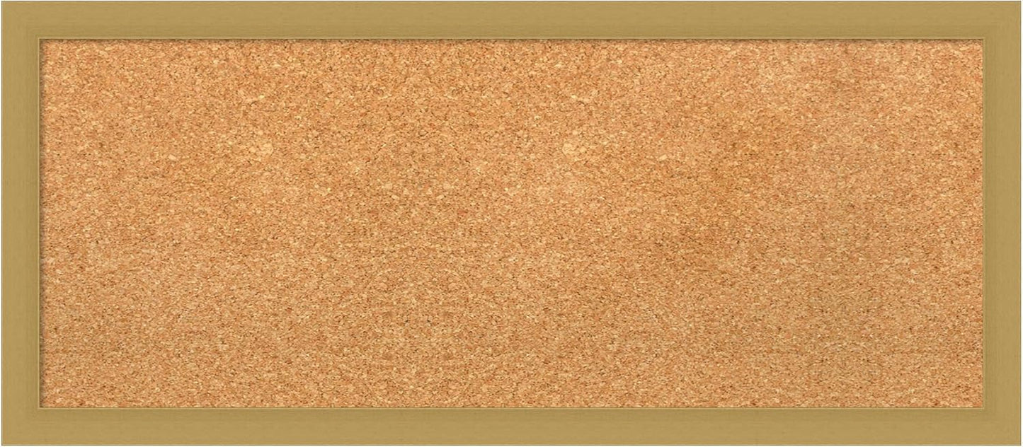 Amanti Art Natural Cork Board for Wall, 14x32 Vision Board with Gold Frame, Medium Corkboard Office Decor for Home Organization, Casual Corkboard Pinboard to display items for home organization