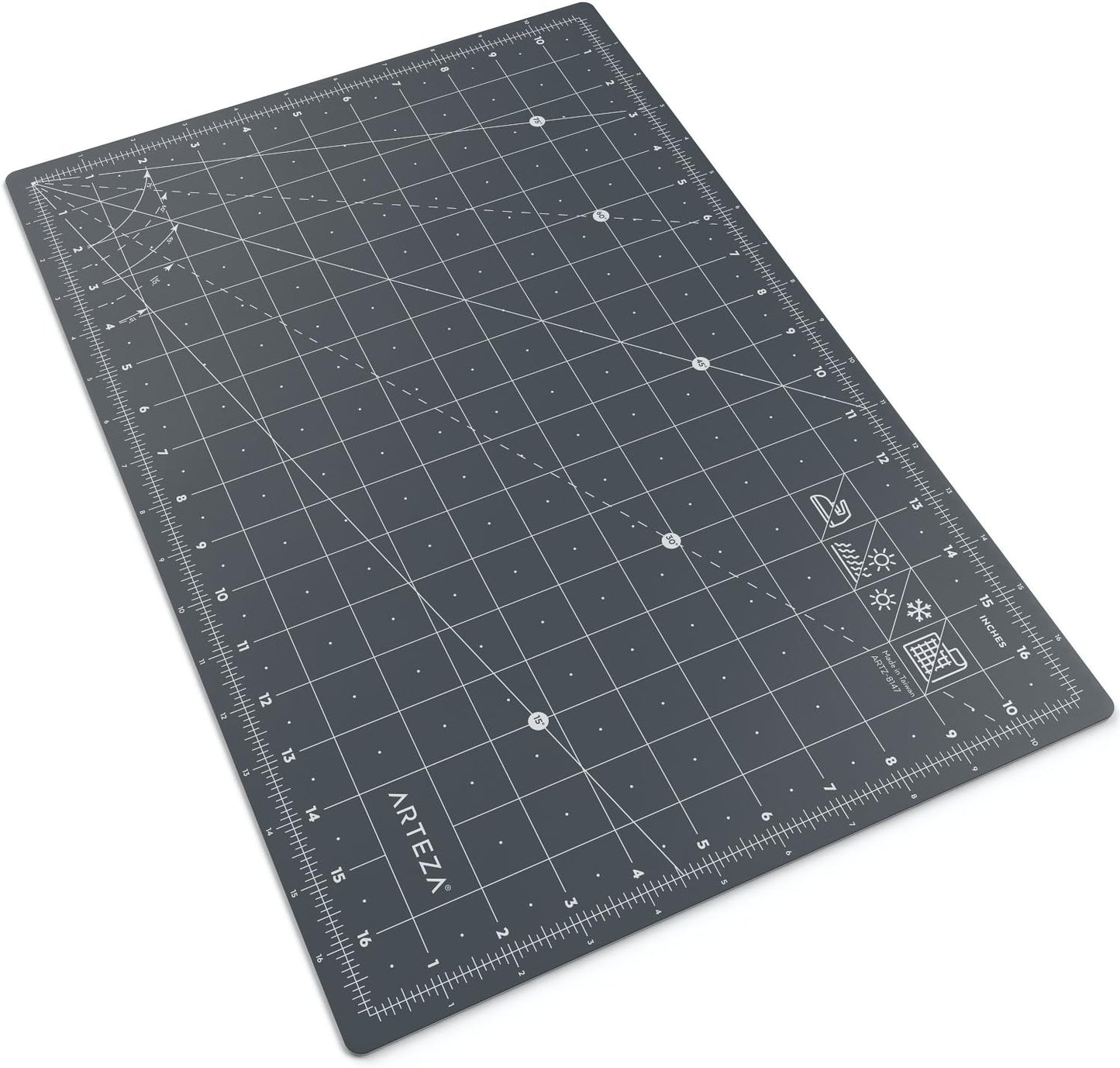Arteza Self Healing Rotary Cutting Mat, 12"x18" with Grid & Non Slip Surface for Fabric, Paper, Vinyl, Plastic, Eco Friendly, Durable & Flexible, Great for Crafts, Quilting, Sewing, Scrapbooking