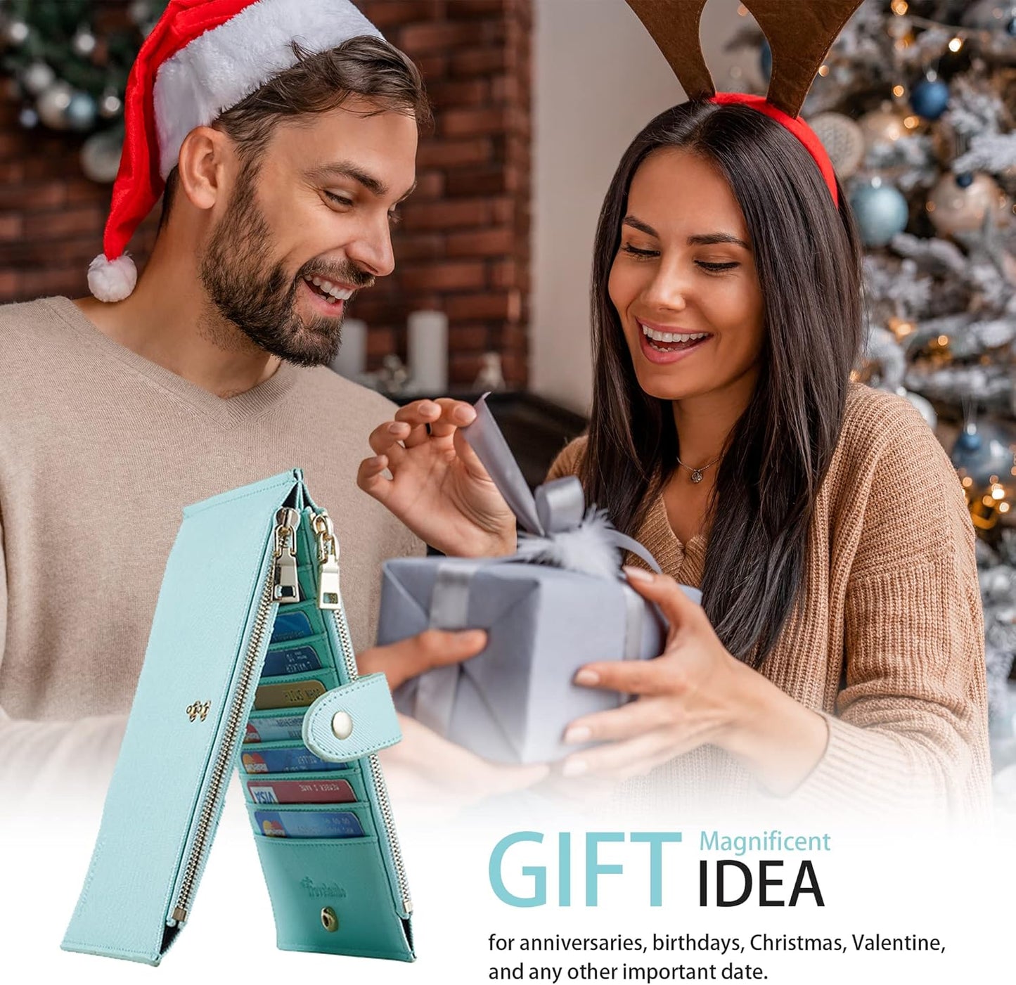 Travelambo RFID Wallet Women Large Size Bifold Multi Card Wallet Case with Zipper Pocke Credit Card Holder for Women