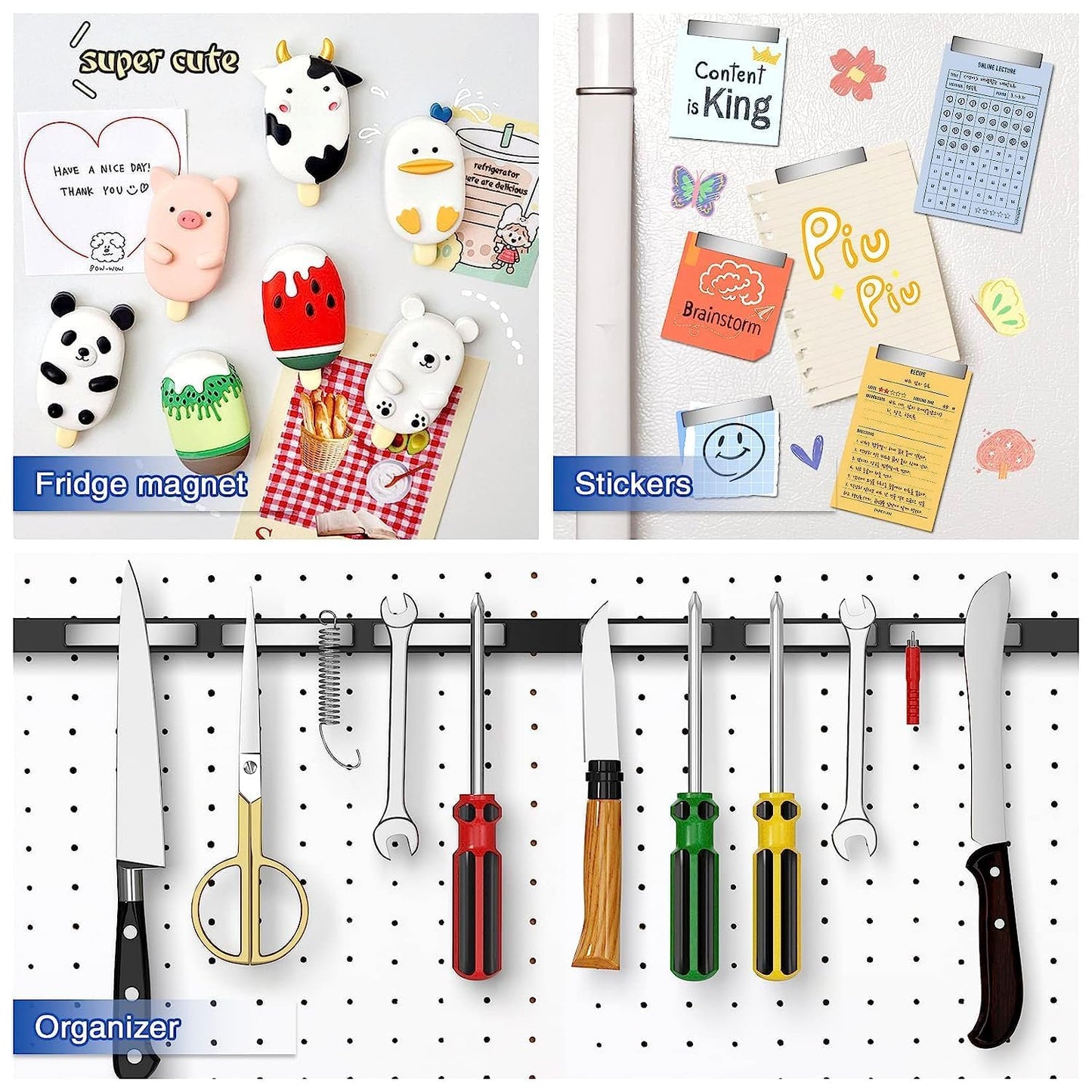 Grtard 20 Pack Neodymium Magnet Bar, Strong Rare Earth Magnets with Double-Sided Adhesive, Magnet Strips Heavy Duty Perfect for Fridge, Garage, Kitchen, Science, Craft, Office, DIY - 60 x 10 x 3 mm