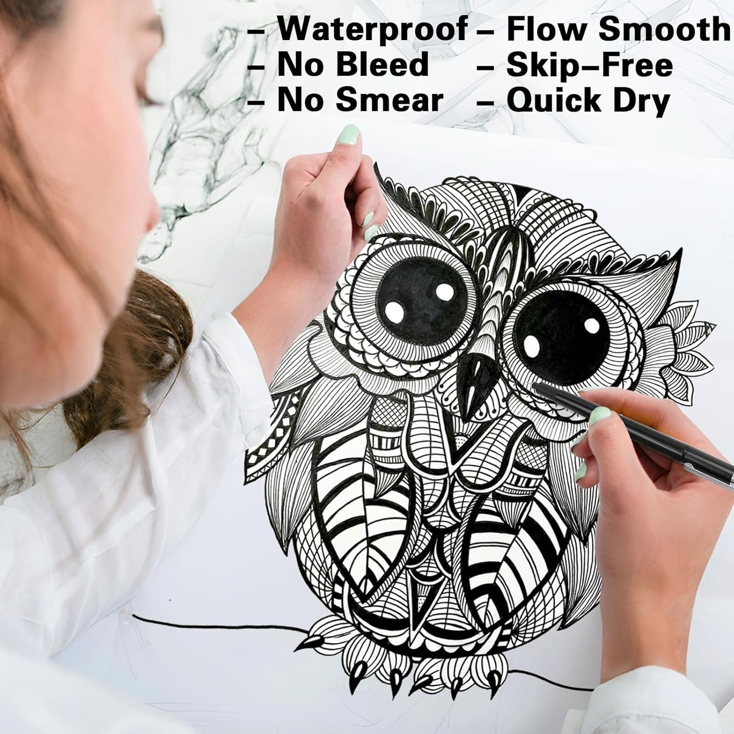 Muchcute Micro Fineliner Drawing Art Pens: 8 Black Fine Line Waterproof Ink Set Artist Supplies Archival Inking Markers Liner Professional Sketch Outline Crafts Sketching Watercolor Zentangle Stuff