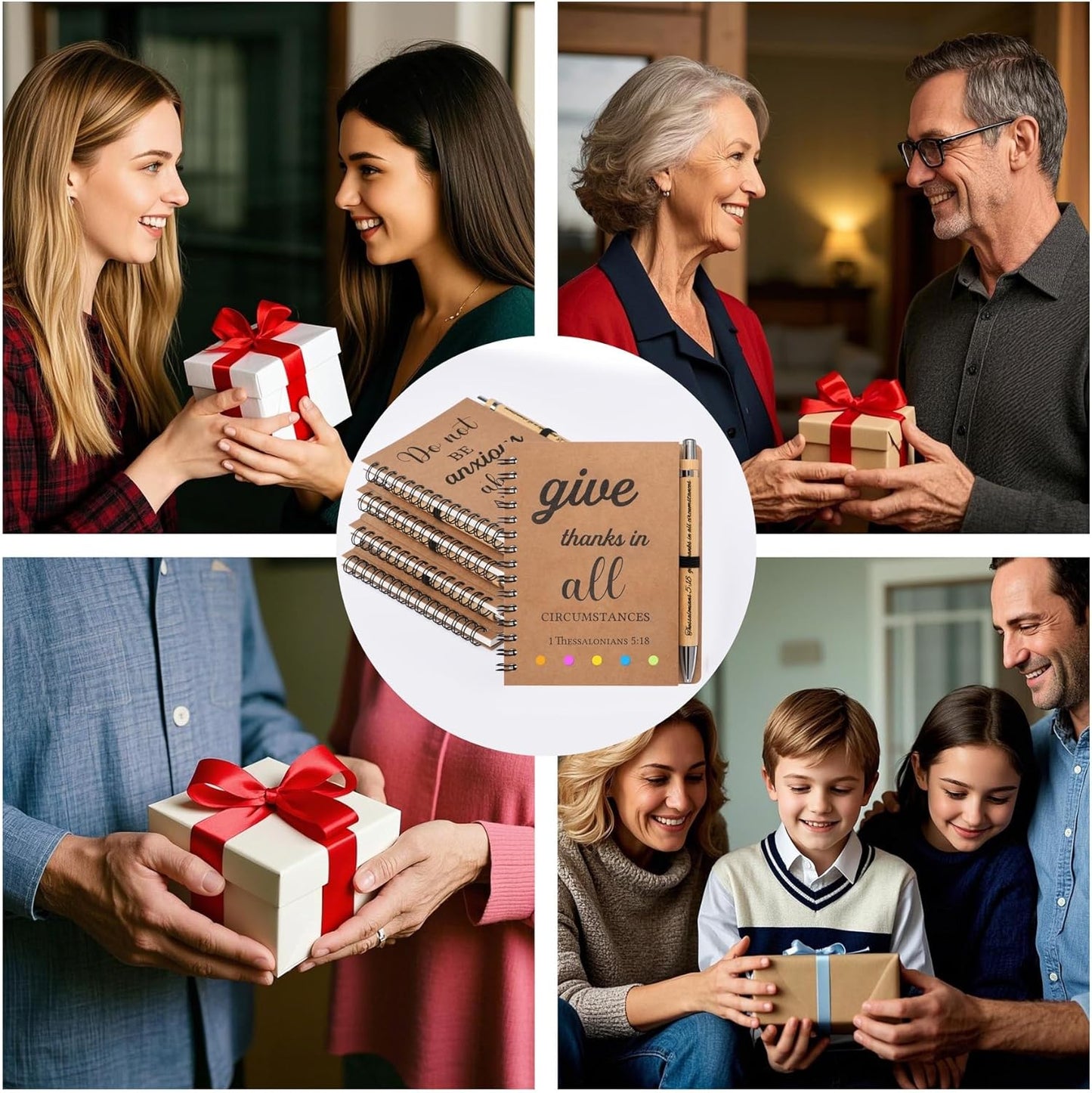 6 Pcs/3 Set of Christian Gifts Spiral Notebooks Bulk Journals with Christian Pens Prayer Journal Christian Journal for Women and Men, Perfect Home Gifts