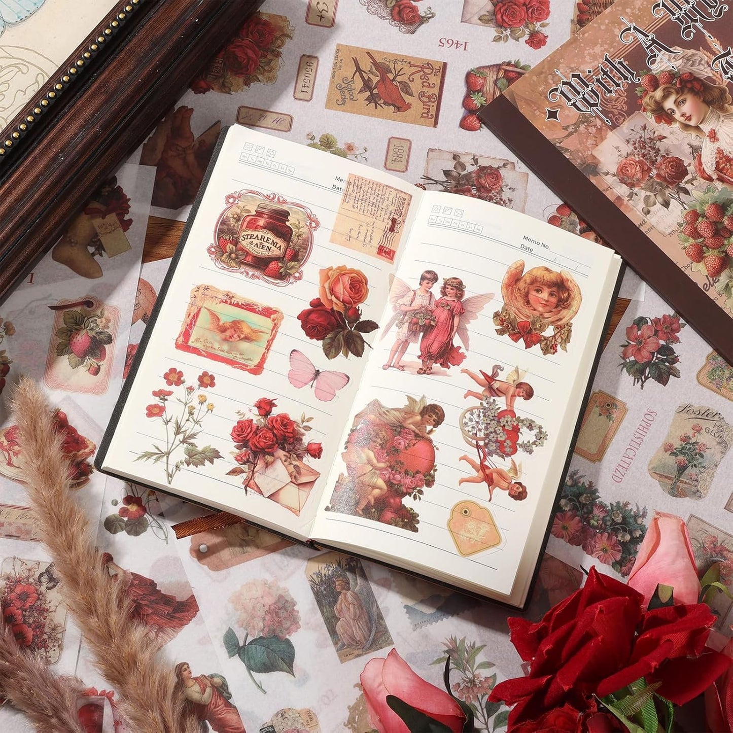 Vintage Ephemera Sticker Book 480 Pre Cut Washi Stickers for Journaling Junk Journal Sticker Book Scrapbooking Supplies Bullet Journal Supplies